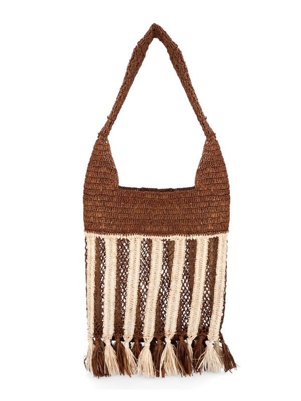 Shoulder Bag Praia Raffia Brown