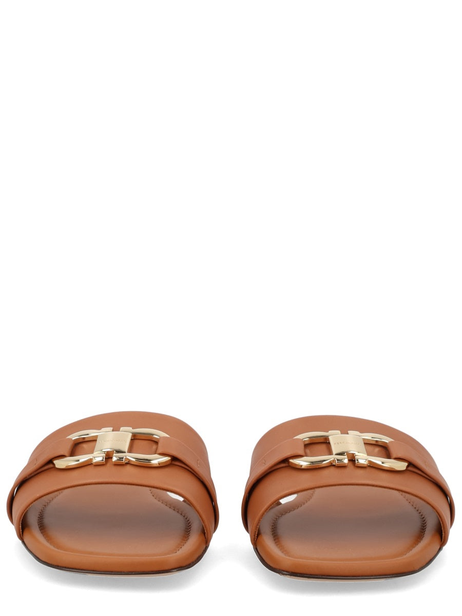 Slides Gancini Buff Leather Calf Shoe