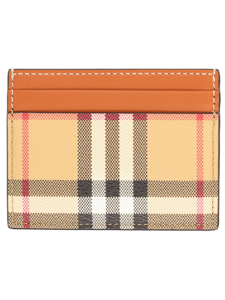 Card Holder Check Beige Polyurethane Wallets & Purses