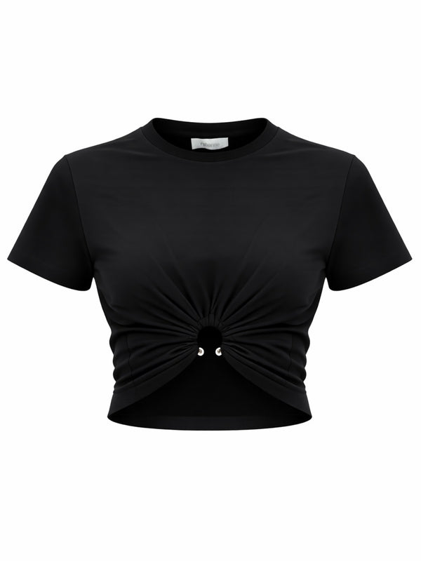 Cropped T-Shirt Black Cotton T-shirts