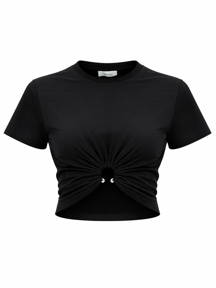 Cropped T-Shirt Black Cotton T-shirts