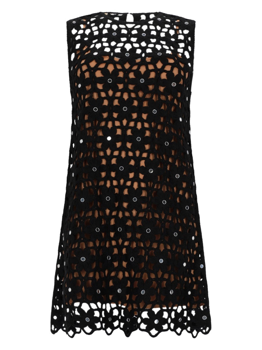 Mini Crochet Dress Black Polyester