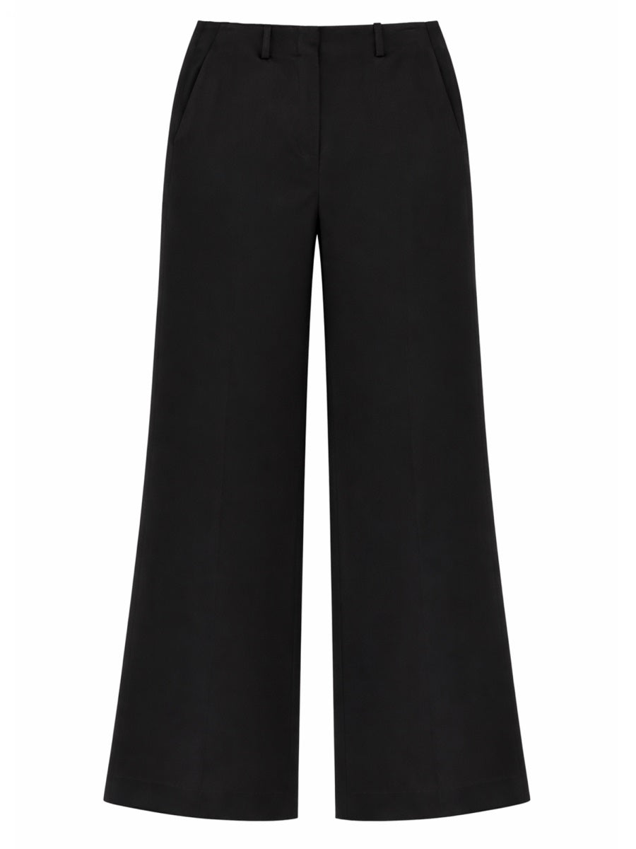 Fluid Loose Fit Pants Black Triacetate Trousers