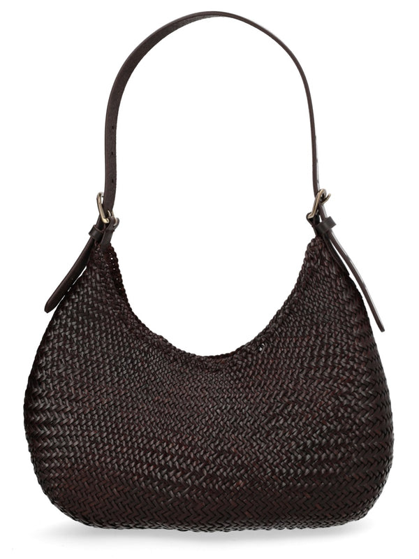 Shoulder Bag Half Moon Dark Brown Leather