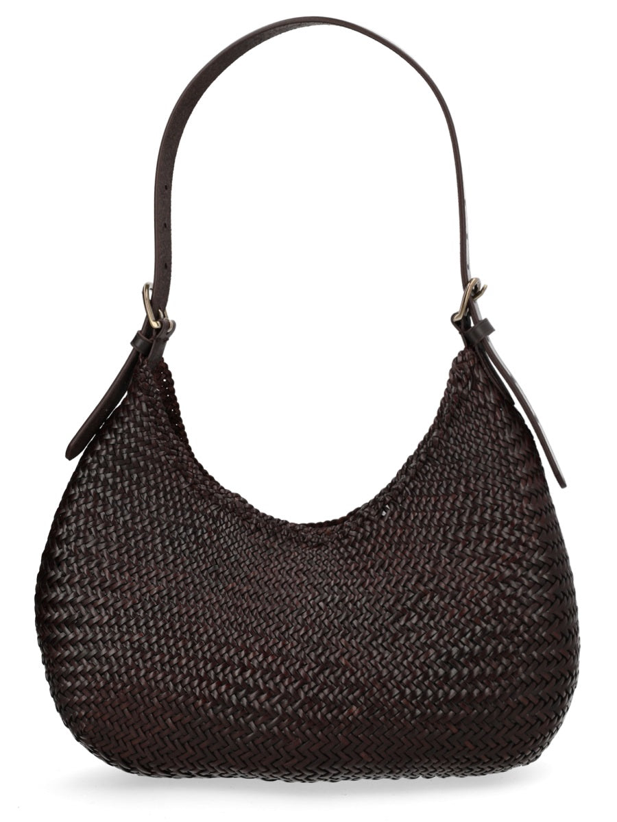 Shoulder Bag Half Moon Dark Brown Leather