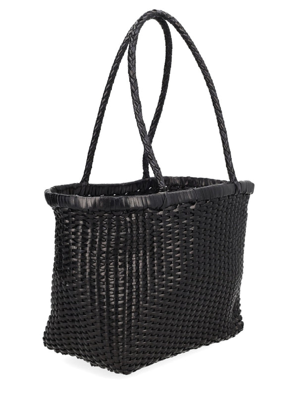 Shoulder Bag B Weave Black Leather