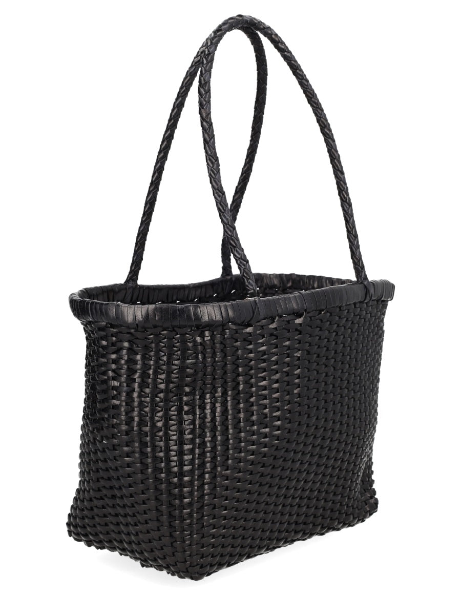Shoulder Bag B Weave Black Leather