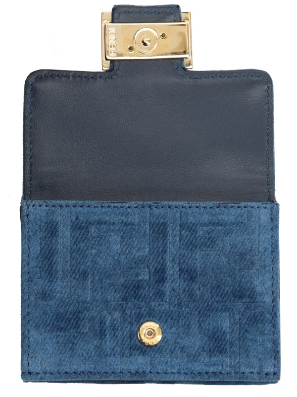 Micro Trifold Baguette Wallet Blue Cotton & Purses