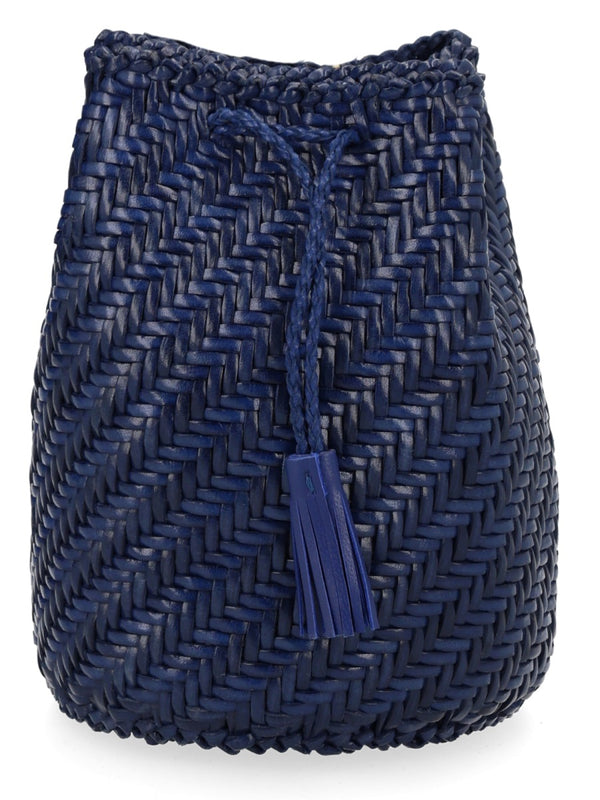 Shoulder Bag Pompom Blue Leather