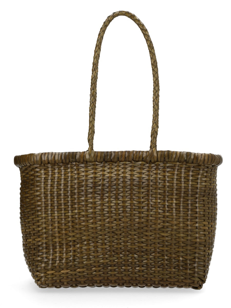 Shoulder Bag B Weave Green Leather