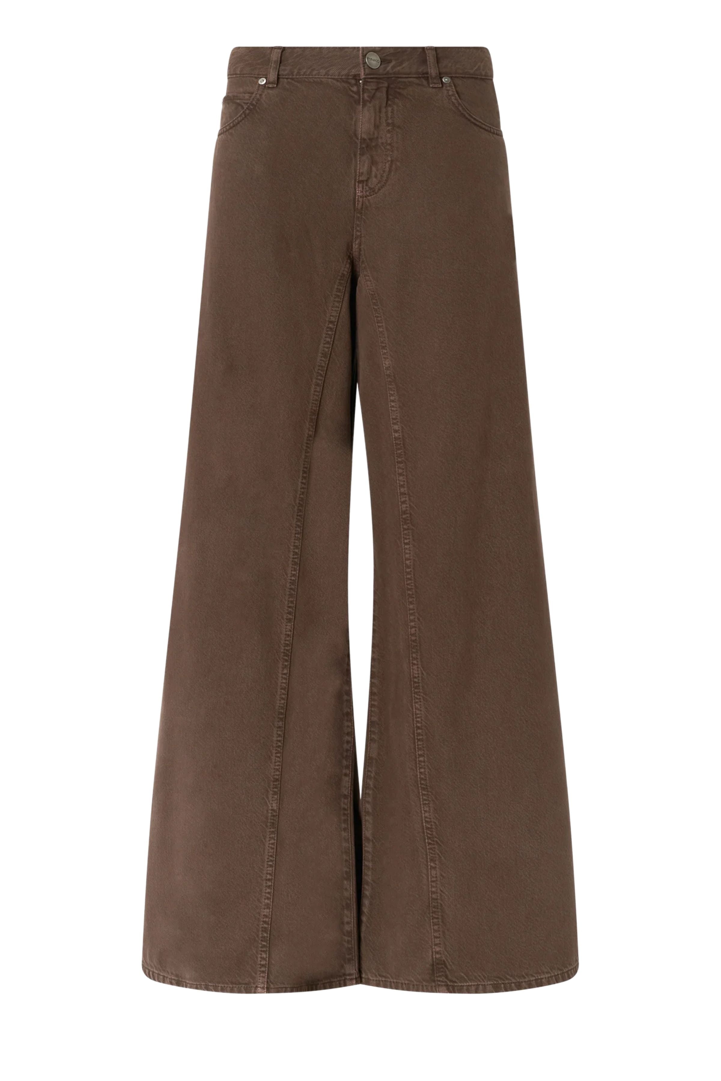 Winona Wide Leg Brown Lyocell Cotone Fodera: Pantaloni