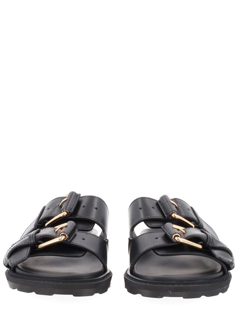 Sandals Tie-Me Black Leather Calf