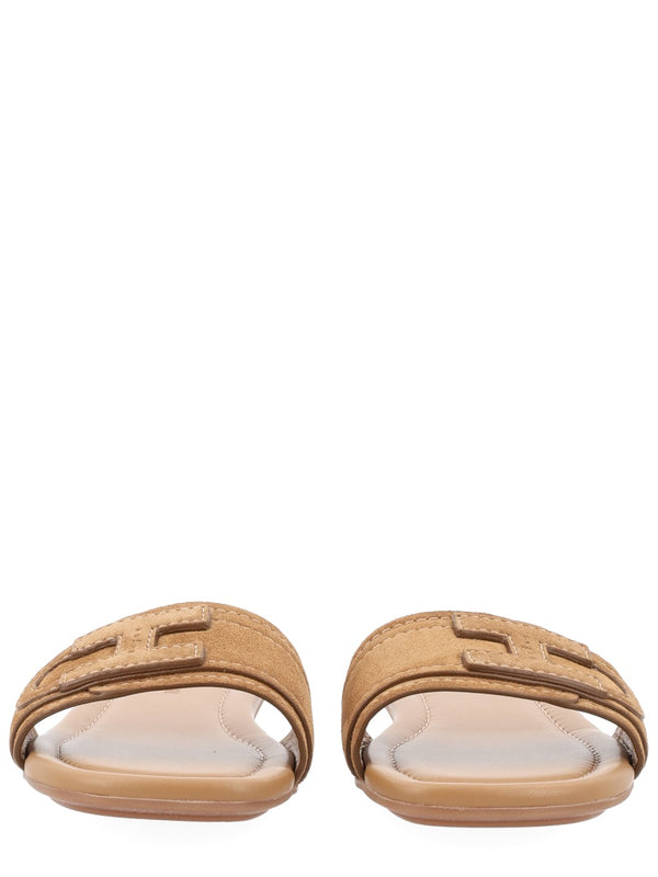 Sandals Flat Brown Calf Leather