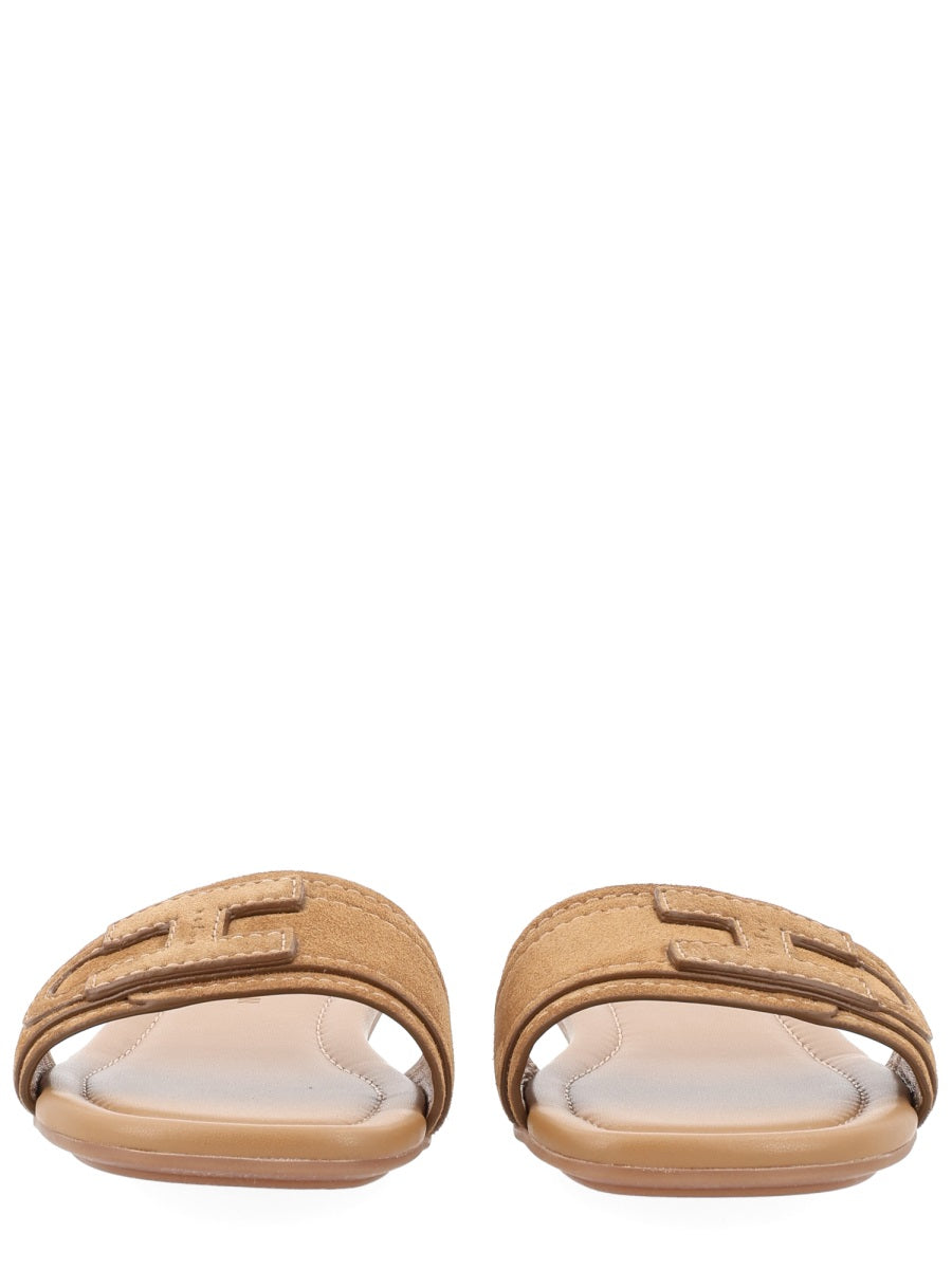 Sandals Flat Brown Calf Leather