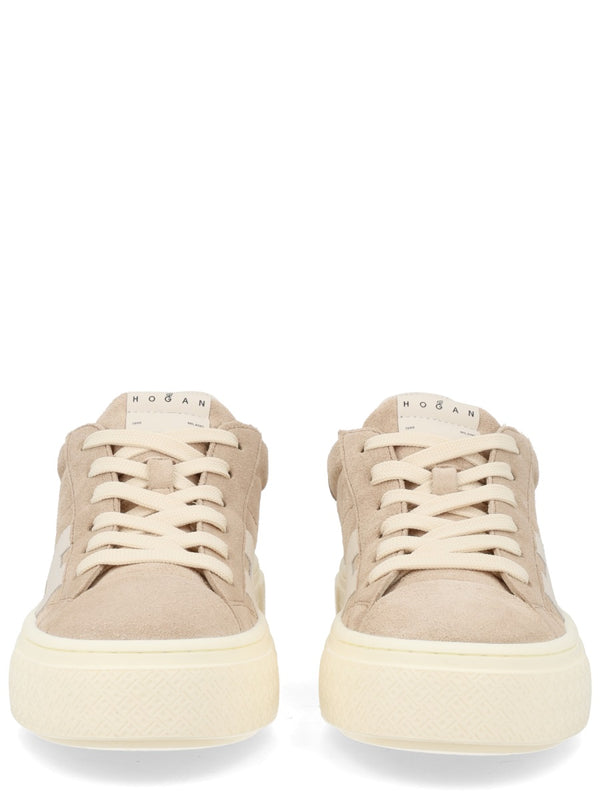 Sneakers Crosswind Beige Calf Leather Trainers