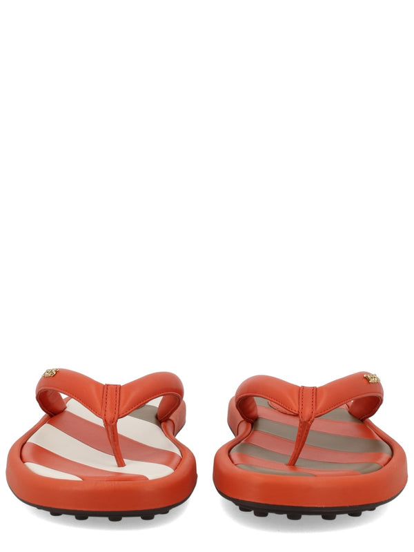 Thong Sandals Orange Calf Leather