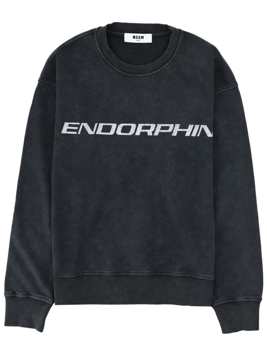 Sweatshirt With Print Charcoal Cotton Sweatshirts