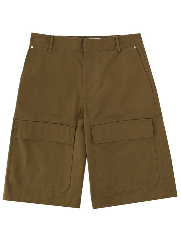 Cotton Shorts With Logo Patch Green