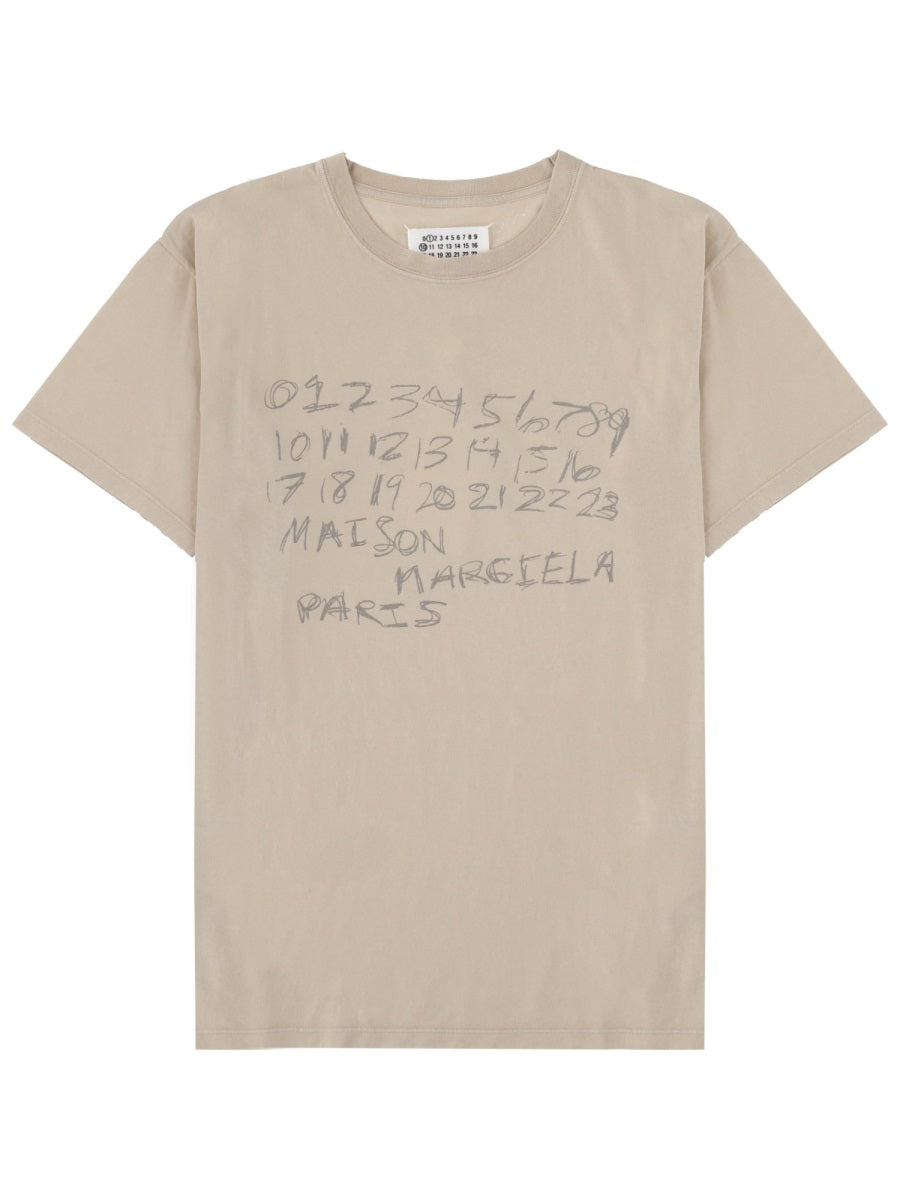 T-Shirt With Print Beige Cotton T-shirts
