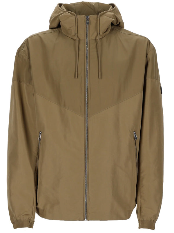 Hooded Zip Jacket Beige Recycled Polyester