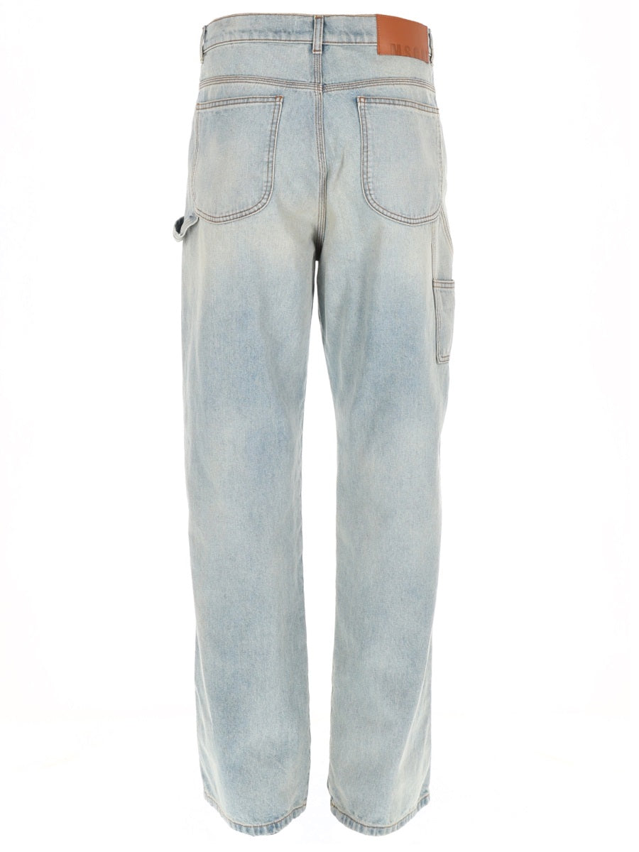 Jeans With Logo Blue Cotton