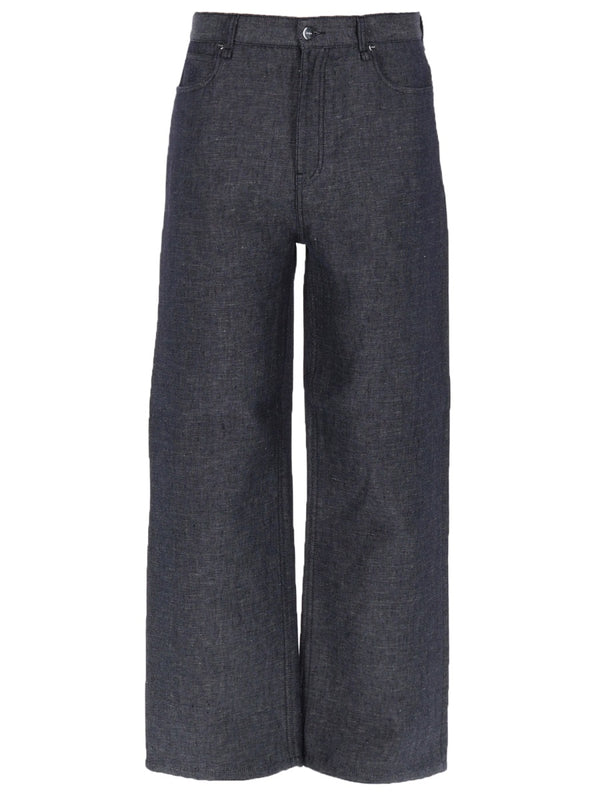 Relaxed Fit Jeans Blue Linen Blend