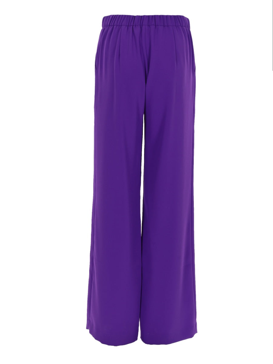 Wide-Leg Trousers Panty Purple Polyester