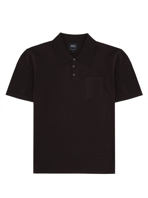 Polo Shirt With Pocket, Brown Cotton