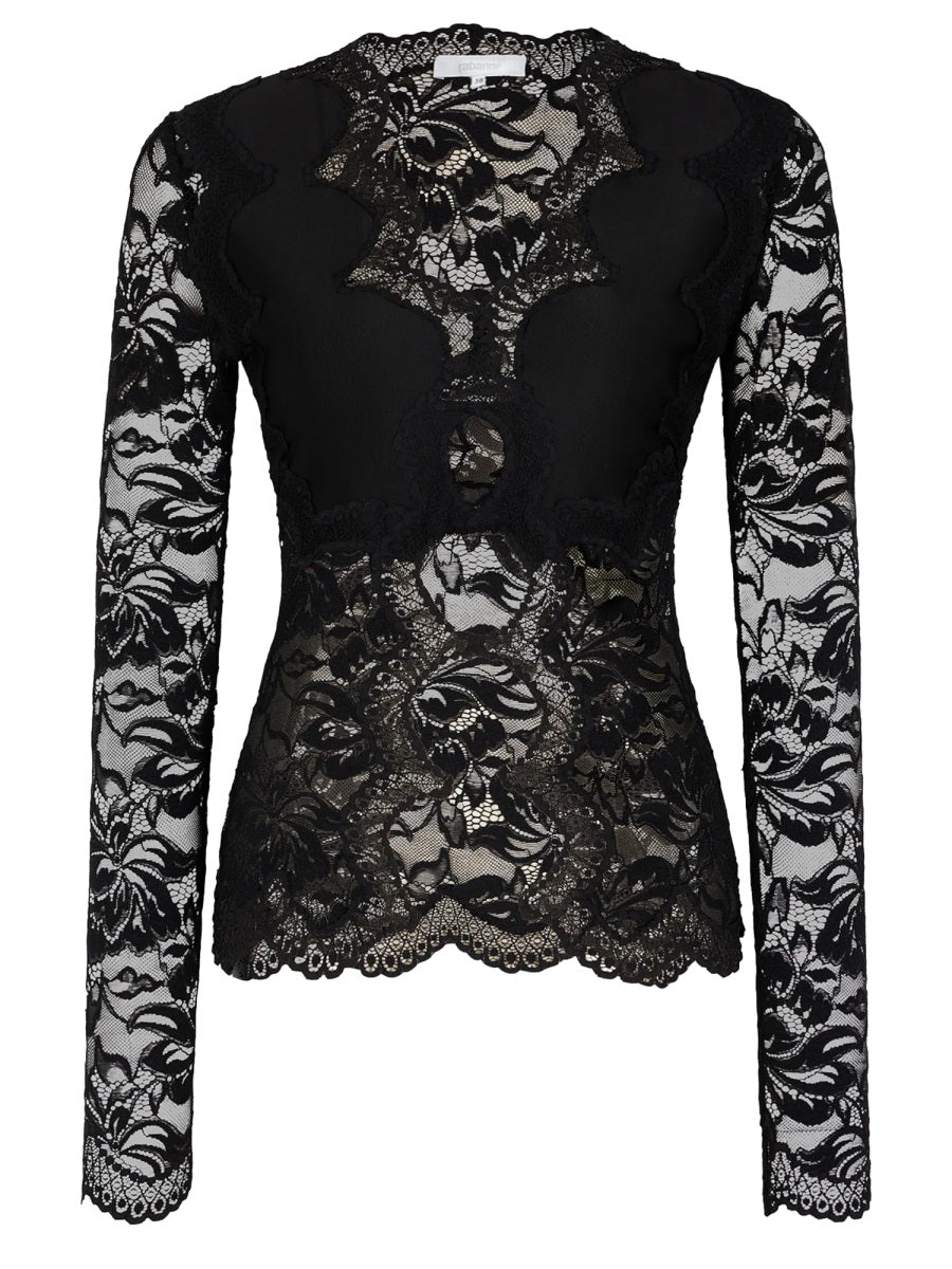 Top Lace Black Polyamide Tops