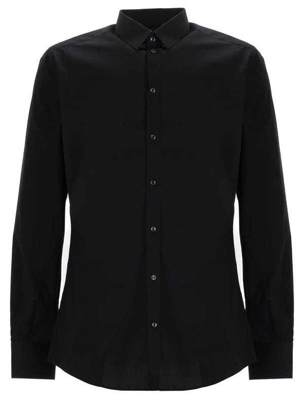 Shirt Gold Fit Black Cotton Elastane