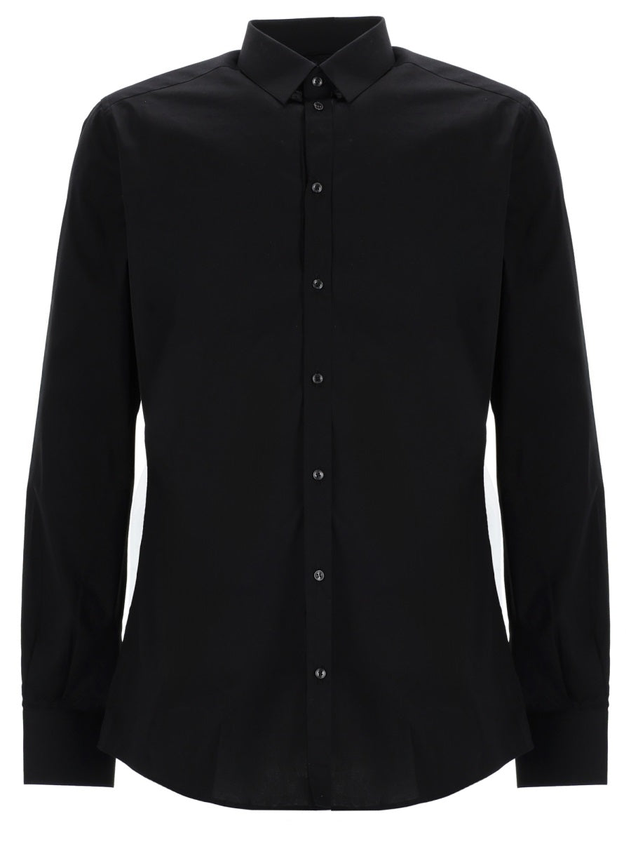 Shirt Gold Fit Black Cotton Elastane