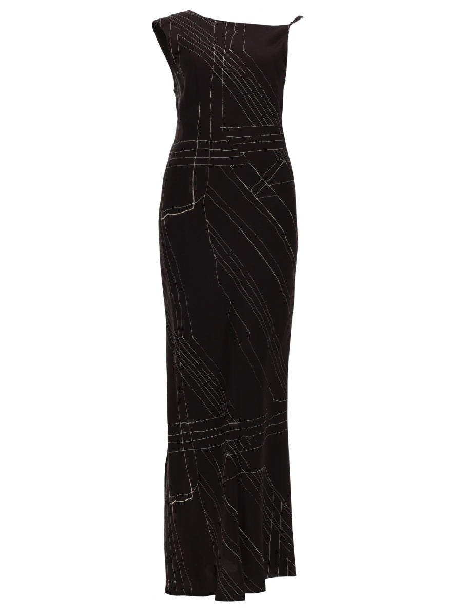 Dress Long Silk Brown