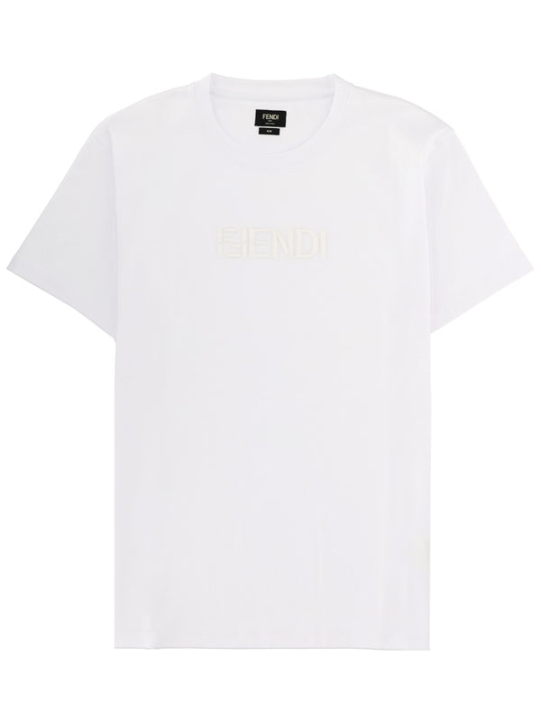 T-Shirt With 3d Logo White Cotton T-shirts