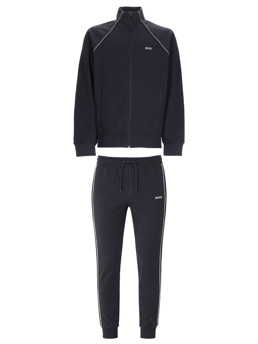 Tracksuit Set Blue Cotton Polyester Elastane Track Pants
