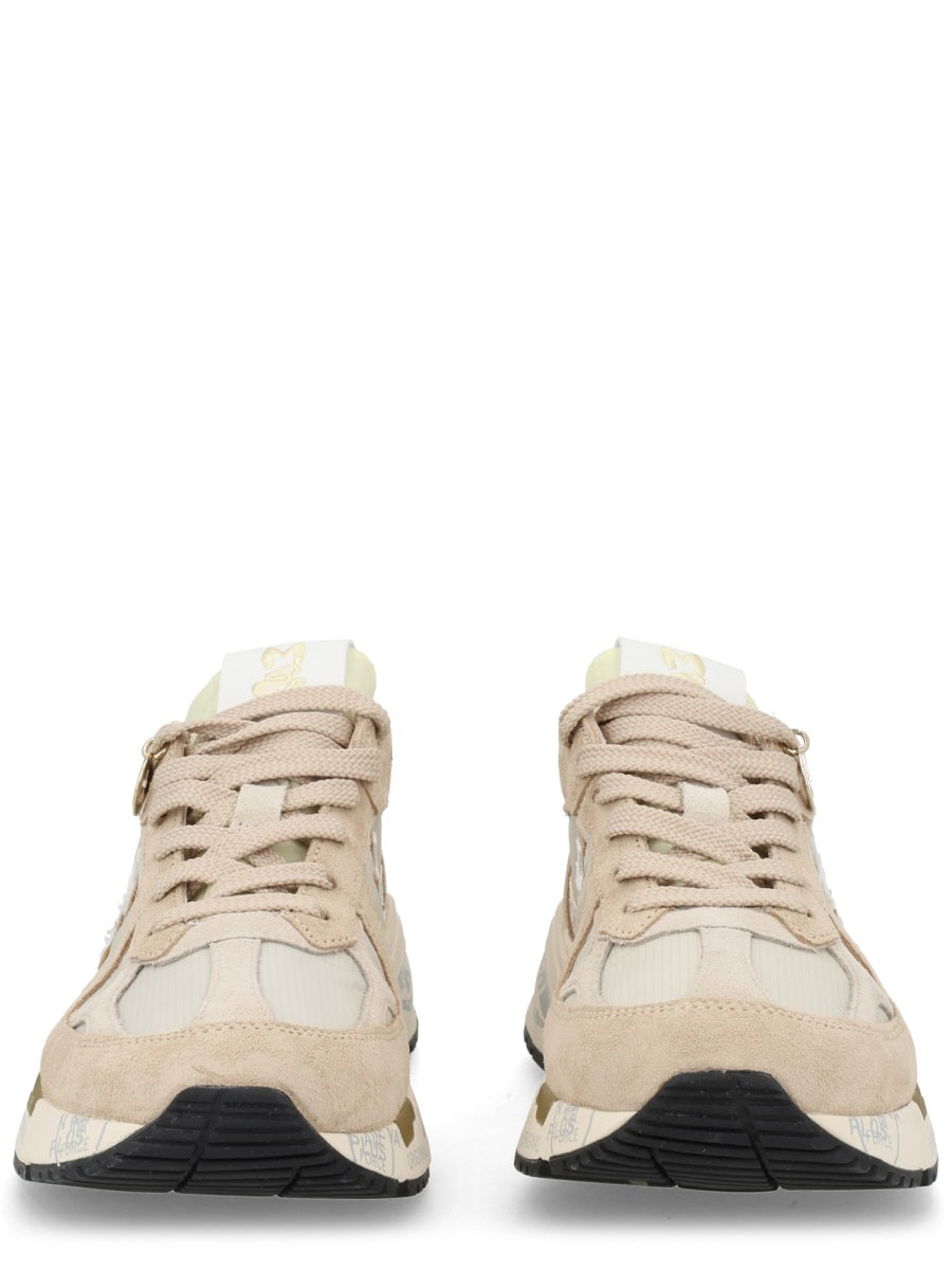 Sneakers Mased White Leather And Technical Fabric