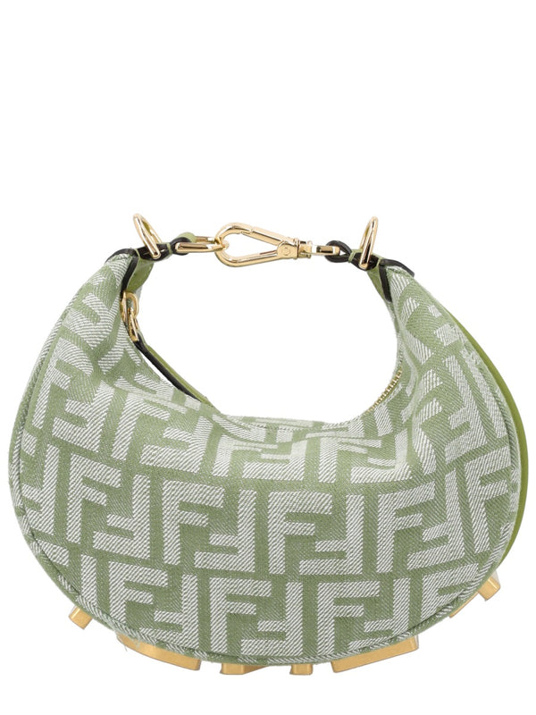 Mini Hobo Bag Green Cotton Handbags
