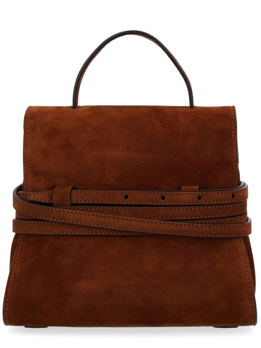 Handbag Tie Me Small Brown Suede Handbags