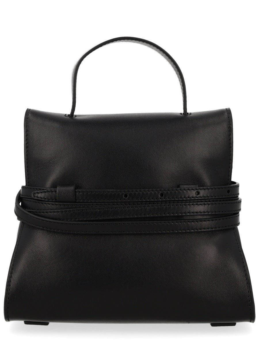 Leather Handbag Tie Me Black Calf Handbags