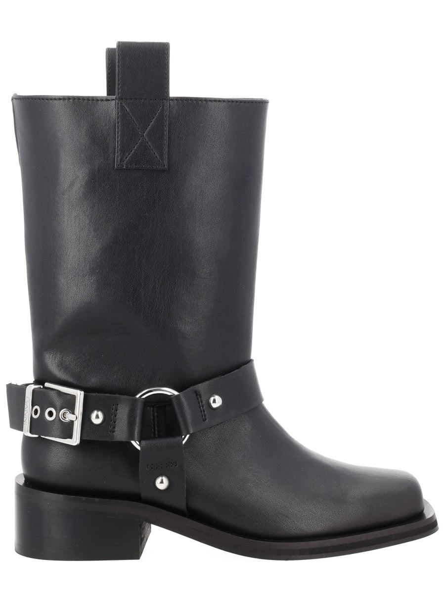 Boots Biker Black Leather Recycled