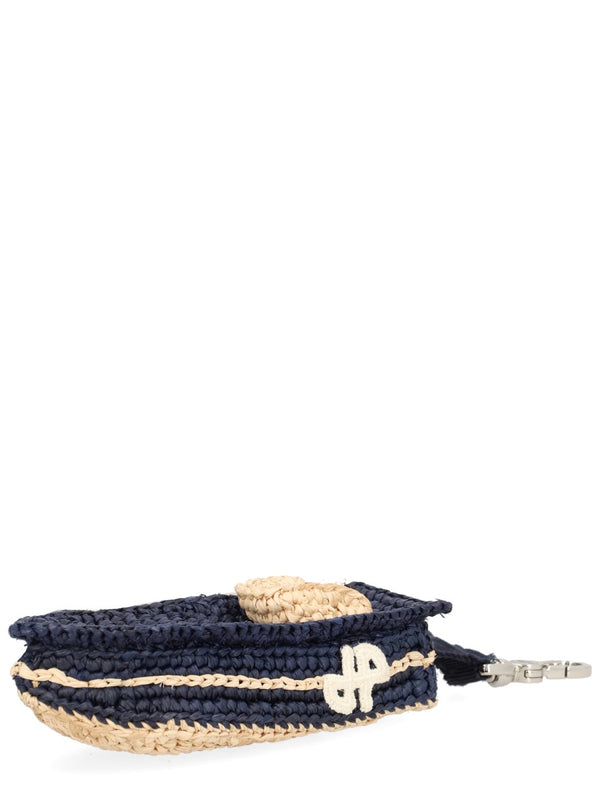 Bag Charm Boat Blue Raffia Accessories