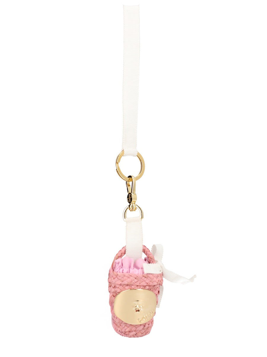 Bag Charm Bucket Pink Raffia Accessories