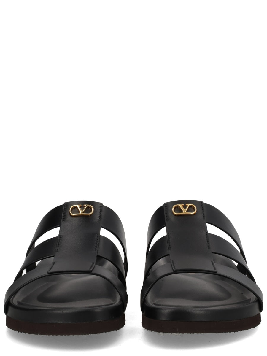 Slide Sandals Studshield Black Leather