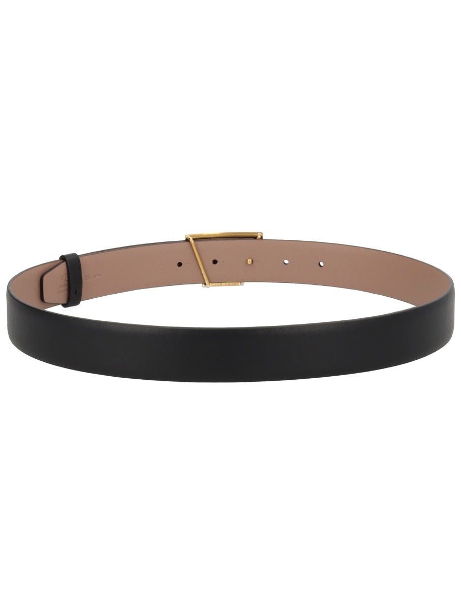 Leather Belt T Timeless Reversible Black Calfskin