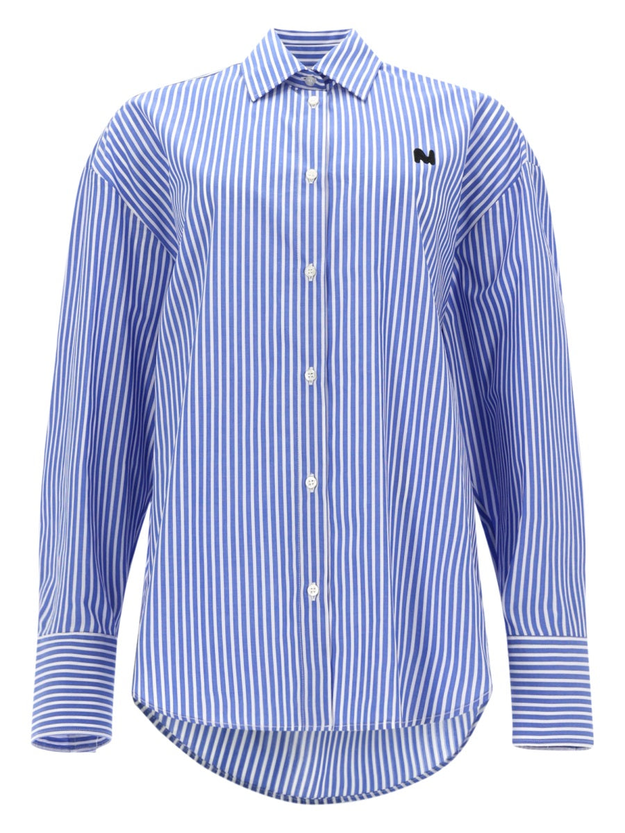 Shirt With Logo Blue Cotton