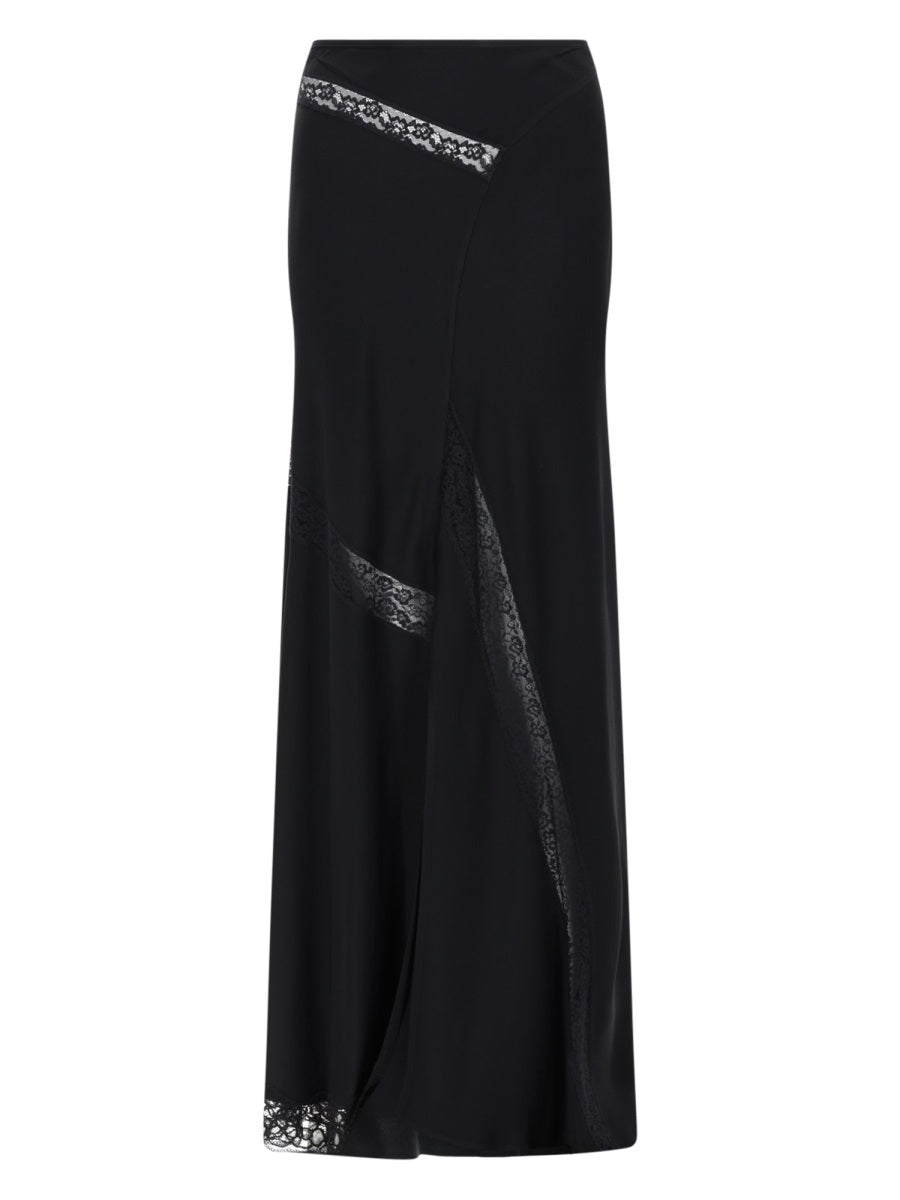 Skirt With Lace Details — Black Acetate Viscose