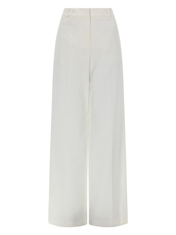 Straight Drawstring Trousers White Cotton
