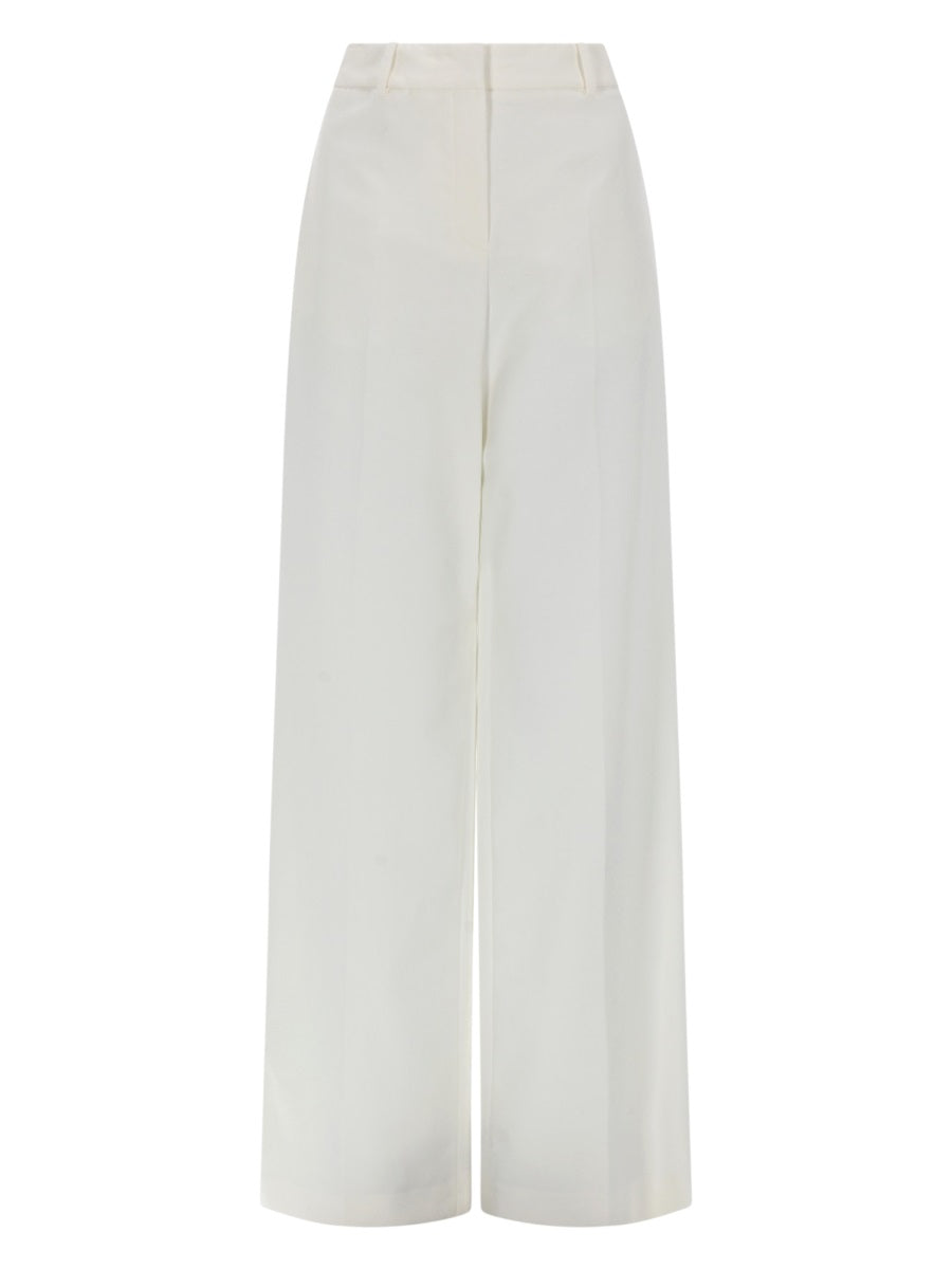 Straight Drawstring Trousers White Cotton