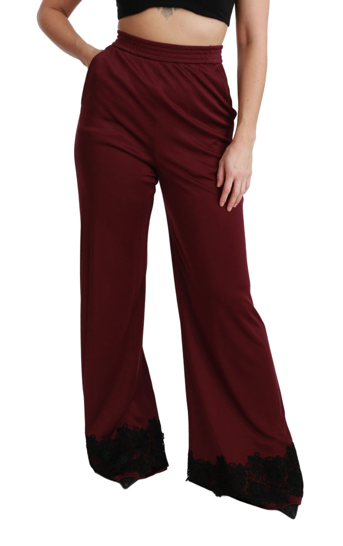 Dolce & Gabbana 98% Viscose trousers in burgundy