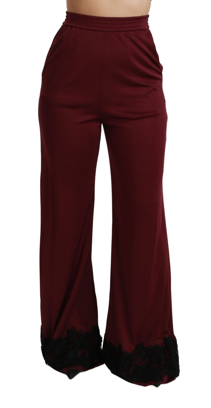 Dolce & Gabbana 98% Viscose trousers in burgundy — view 2