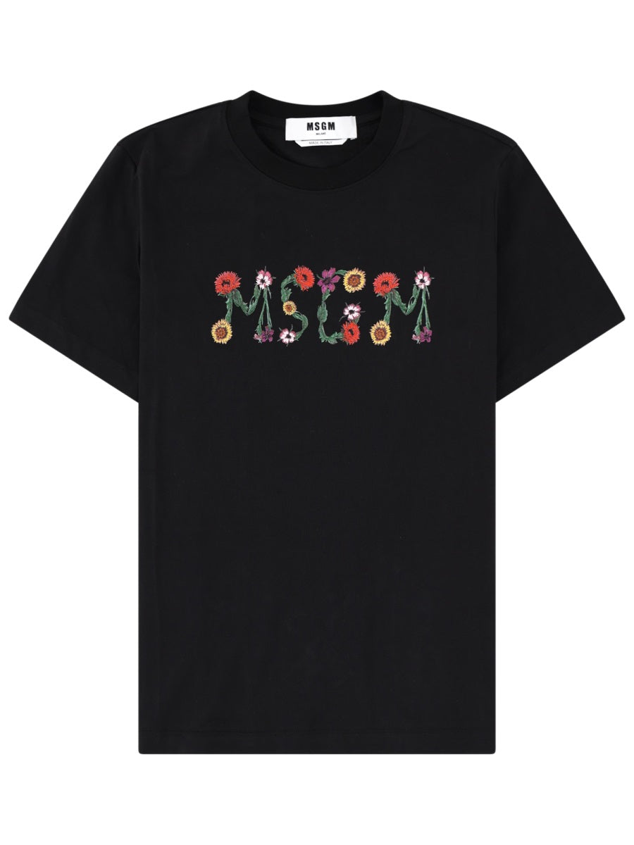 T-Shirt With Logo Black Cotton T-shirts